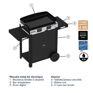 ENO - 55528385- Combo Plancha &eacute;lectrique + Chariot - Initial 65 Inox