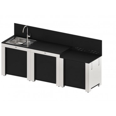 ENO - PMOD853M-  Ensemble de cuisine ext&eacute;rieure 3 &eacute;l&eacute;ments - Noir & Inox