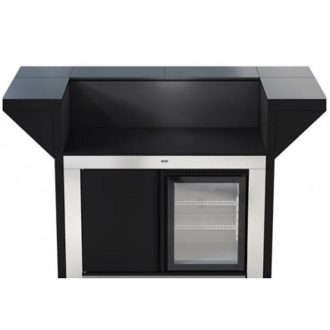 ENO - PMIP1208M -  Meuble &icirc;lot avec comptoir Bar - Inox poli titane
