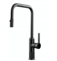 Mitigeur de cuisine Luisina, bec pivotant noir mat avec douchette extractible double jet RC678DO079