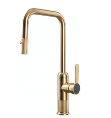 Mitigeur de cuisine Luisina, bec pivotant or avec douchette extractible double jet RC678DO891